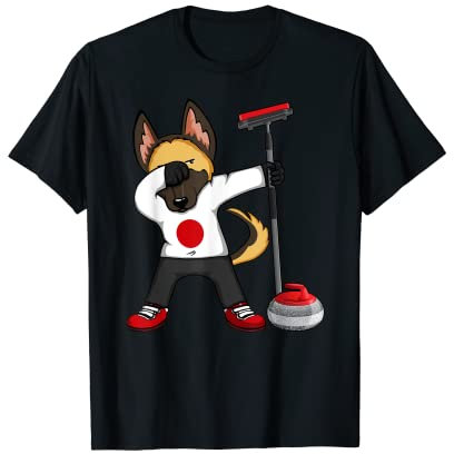 Dabbing German Shepherd Japan Curling Fans Trikot Sport T-Shirt