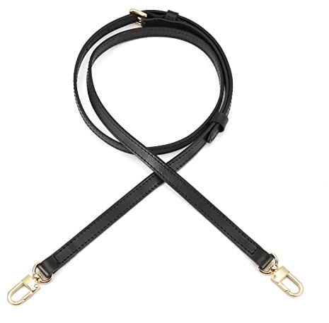 seventeenzone Crossbody-Leder-Schultergurt für kleine Taschen (schwarze Riemenbreite 1,2 cm, goldfarbene Hardware)