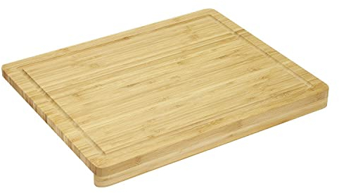 alpina Schneidebrett über Arbeitsplatte – mit Saftrille – 45 x 35 x 3,5 cm – Bambus, Braun