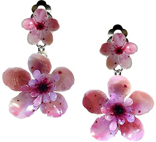 ORECCHINI FIORI DI CILIEGIO ROSA CON CLIPS
