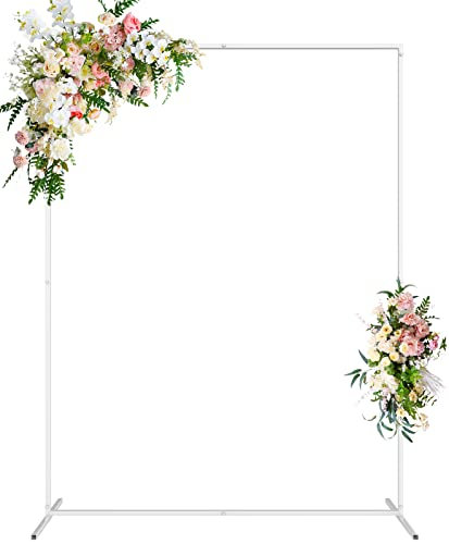 Square Wedding Arch Stand - 6.6x5 FT White Metal Arch for Ceremony, Bridal Shower, Birthday Party, Garden, Floral Wedding Arbor, Anniversary Event Decor