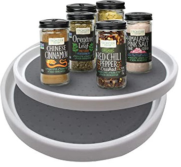 Lazy Susan Organizer Drehteller (25.4 cm) – drehbares Gewürzregal für Küchenschrank, Speisekammer, Kühlschrank, Arbeitsplatte und Unterwaschbecken-Organisation – rutschfeste, runde Gewürzaufbewahrung