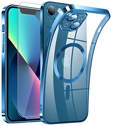 DOSNTO Magnetic Clear for iPhone 13 Mini Case with MagSafe [Original iPhone Exterior] [Integrated Camera Cover] Silicone Cover Slim Thin [Non-Yellowing] Anti-Fingerprint Scratch Wireless Charging