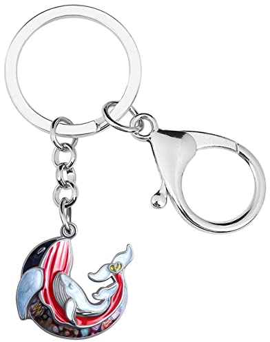 RAIDIN Emaille Metall Legierung Ozean Tier Wal Paar Schlüsselanhänger für Damen Mädchen Schlüsselanhänger Schmuck Geschenke für Auto Handtasche Rucksack (Grau)