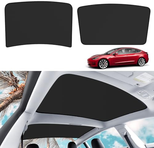 KUNIST Dach-Sonnenblenden für Tesla Model 3 2023, verbessertes Sonnendach Schatten Sonnenschutz Dach Sonnenschutz für Tesla Model 3 Zubehör 2023 (Ice Black)
