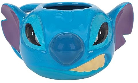Bioworld Stitch - Taza de cerámica esculpida azul de 473 ml