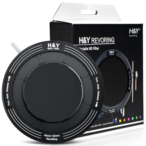 H&Y RevoRing ND-Filter 2-in-1 Variabler Neutraldichtefilter und Verstellbarer Adapterring für 46, 49, 52, 55, 58 und 62 mm Kameraobjektive, ND3 bis ND1000, 1,5 bis 10 Blendenstufen VND-Filter
