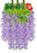 ZEBMOON 12 Stück hellviolette Glyzinien hängende Blumen, künstliche Glyzinien-Girlande, Reben für Hochzeit, Zimmer, Hintergrund, Outdoor, Terrasse, Garten, Dekoration, 12 Stück