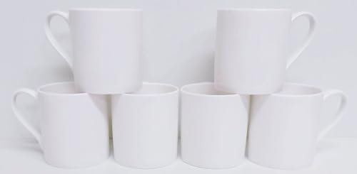 Juego de 6 tazas blancas lisas de porcelana fina de 400 ml