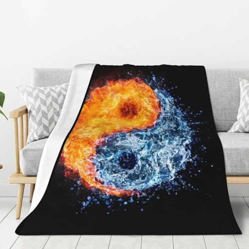 LAMAME Yin Yang Feuer Wasser gedruckt Weiche Gesichtsdecke Plüsch Decke Vier Jahreszeiten Warme Decke Reisedecke