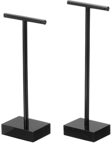 PATIKIL Earring Display Stand,2pcs Acrylic Earring Holder Earring Stands Storage Organizer Necklace T Rack for Jewelry Photography Necklace,Black