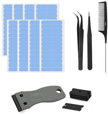 96 StüCk Tape Extensions Kleber Tapes Klebestreifen Extensions Kleber Extensions Tape Tape Kleber FüR Hair Extensions Inklusive Pinzette Und HaarbüRste