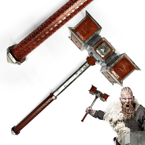 Der Hobbit – Battle of Five Armies Dwarf King Ironfoot Hammer, Kriegshammer Dain Eisenfuß, Filmreplik aus Resin, 76,5 cm Fantasy-Sammlerwaffe, Der Herr der Ringe, LOTR Schwert, Mittelerde-Liebhaber