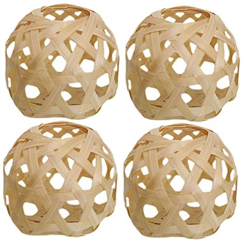 ETHZZLE 4Stücke Mini Geflochtener Lampenschirm aus Vintage Tischlampenschirm für Schlafzimmer und Wohnzimmer Bequemes Lichtzubehör für Hochzeiten und Partys Höhe