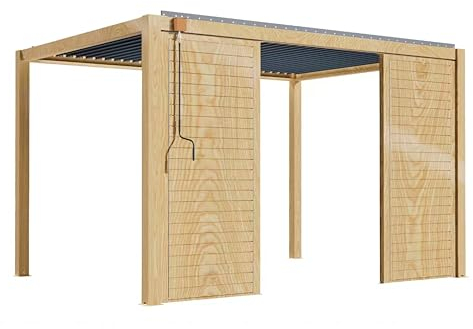Oviala Pergola bioclimatique autoportée 3x4m en Bois avec 2 claustras