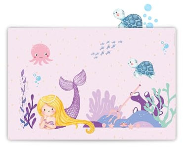 Close Up | Schreibtischunterlage mit Kinder Design | für Kids, Mädchen, Jungen | wasserfest & abwaschbar| perfekt zur Einschulung | 60x40 cm | Schreibtischschutz BPA frei (Meerjungfrau)