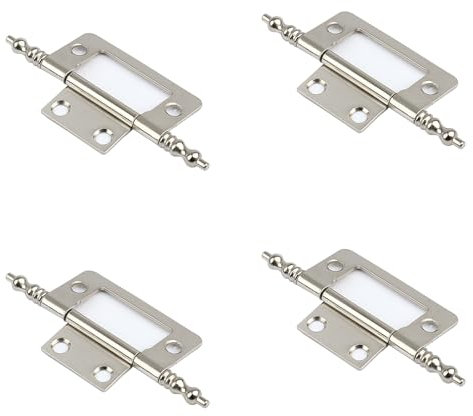 Leliafleury 4Pcs Flush Door Hinges 2 Inch Cabinet Mute Hinges Butt Hinges for Window Cabinets Closet Drawer Boxes, Silver