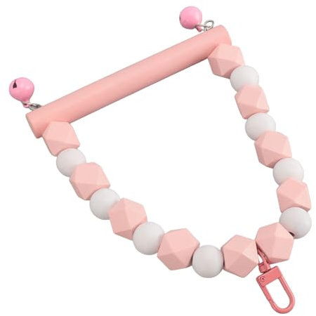 Sittich-Spielzeug, Vogelkäfige für Sittiche, Vogelspielzeug, Holzschaukel, Stehendes Spielzeug, Krallen, Schleifen, Vogelschaukel, Sitzstange für Vögel, Spielzeug (PINK)