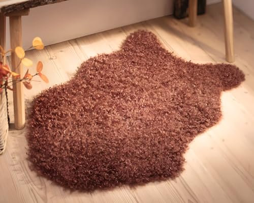 Dekoleidenschaft Kunstfell Rostlocken 60x90 cm, Rostbraun, 60x90 cm, Dekofell, lockiges Fell, Teppich, Sitzauflage, Sofaüberwurf