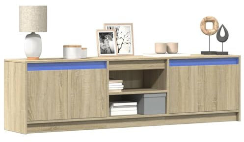 Willood TV-Schrank mit LED-Beleuchtung Sideboard Lowboard Sonoma-Eiche 180x34x50 cm