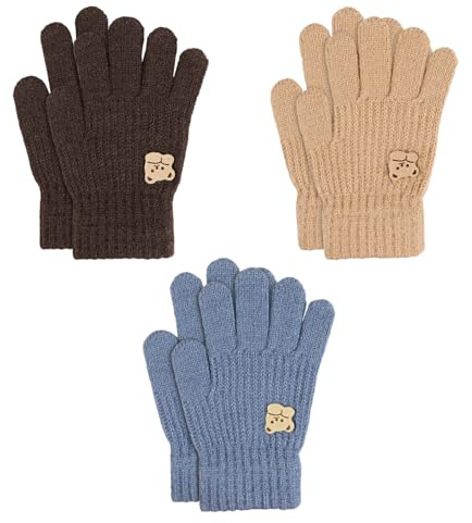 TAGVO 3 Paar Kinder Winterhandschuhe für 3-7 Jahre, Winter Thermo Strickhandschuhe Magische Handschuhe, Vollfinger Handschuhe Laufhandschuhe für Jungen Mädchen Das ideale Geschenk