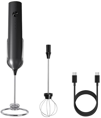 Mousseur a Lait,Mousseur Électrique Portatif Réglable a 3 Vitesses,Mécanisme de Protection Contre la Surchauffe Intégré avec 2 Têtes de Mélange et Support de Rangement pour Lait,œuf,Café