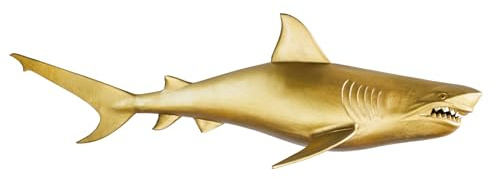 Riess Ambiente Maritime Wanddekoration HAI - 105cm - gold - rechts Metall handmade Haifisch Design Skulptur Dekofigur Dekoration