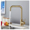 Grifo de cocina giratorio de acero inoxidable cromado dorado mate – Grifo mezclador de agua caliente y fría para lavabo – Incluye 2 accesorios de manguera