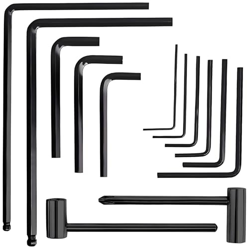 LoNinLoAn Lot de 13 clés Allen pour guitare, comprend 9 clés Allenn, des clés Allen de 4 mm et 5 mm, une clé hexagonale de 7 mm et 8 mm pour réglage de la vis de chevalet de guitare basse