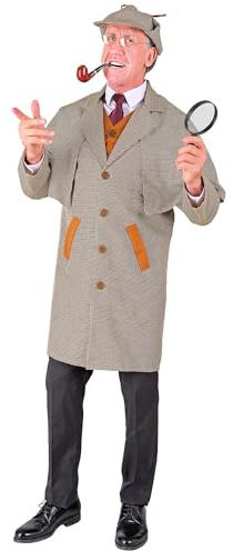 W WIDMANN MILANO Party Fashion - Detektiv Kostüm für Erwachsene | Mantel, Weste und Hut, Detektiv- und Ermittler-Look für Karneval, Mottoparty und Krimi-Events