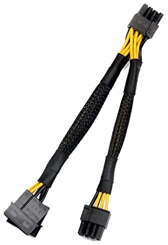 Xnuiasqe Dual 4Pin IDE to GPU Dual 8Pin(6+ 2) Pin Power Supply Cable PCI-E PCI Express Graphics Video Display Card Adapter