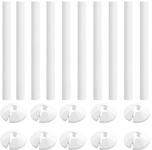 10 PCS Radiator Pipe Covers and Pipe Collars, 210mm x 15mm Thickened Radiator Sleeves, Easy to Cut Install, Perfect Pipes Decoration