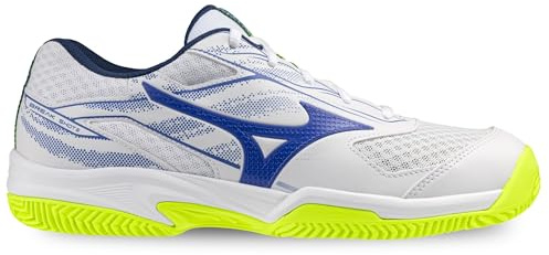 Mizuno Herren Tennisschuhe Break Shot 5 CC Code 61GC2525-20 Weiß, Weiß Blau Gelb, 42.5 EU