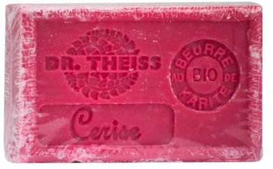 Dr Theiss - Savon de Marseille Cerise - Pain de Savon au Beurre de Karité Bio et à l'Huile d'Olive Bio - Savon de Marseille Authentique - 125gr
