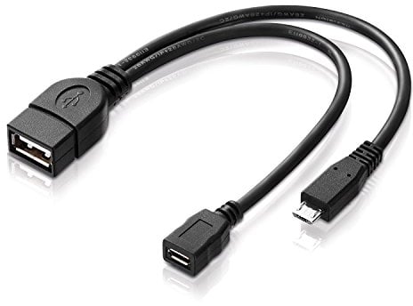adaptare 40228 USB-OTG Adapter-Kabel Micro-USB 2.0-Stecker USB-Buchse Typ A + Strom-Anschluss für Externe Festplatte, Fire TV Stick und andere Geräte