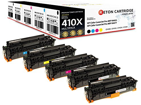 5 Reton Toner mit 25% mehr Leistung, kompatibel für CF410X CF411X CF412X CF413X für HP Color Laserjet Pro MFP M477fdw M477fdn M477fn M477fnw M452dn M452nw M377dw