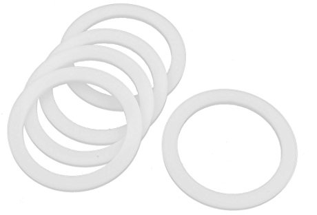 sourcing map Paquete DE 5 PTFE Plana Arandelas 45mm DE 35mm DI 2mm Blanca | Grosor Sellado Junta, para Grifo Tubería Agua Manguera
