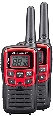 Midland - Walkie Talkie XT10, 2 Ricetrasmittenti Professionali Entry Level per Trekking, Hunting, Outdoor - 16 Canali PMR446 Senza Licenza, Raggio 4Km, 38 Toni CTCSS, VOX, SCAN, 2 Clip Cintura Inclusi