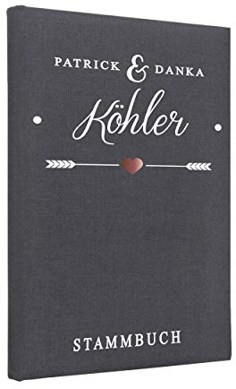 Hochzeitideal Stammbuch der Familie, Familienstammbuch, Buchbinderleinen grau, Nr. 133 inkl. Personalisierung
