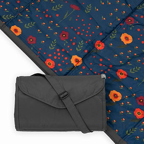 Little Unicorn - Premium waschbare Picknickdecke Gross- Wasserabweisende Spieldecke mit isolierter Unterseite, Stranddecke - Verschiedene Groessen -152 x 213 cm (Midnight Poppy)