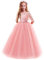 IWEMEK Robe de Carnaval Princesse Longue en Dentelle pour Enfants Fille - Demoiselle d'Honneur, Soirée, Mariage, Première Communion, Anniversaire, Fête, Photographie - Avec Bowknot - 13-14 Ans
