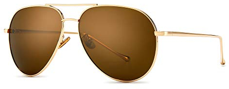 SUNGAIT Delle Donne Occhiali da Sole Oversize Leggero - Specchio Polarizzata Lens (Light-Gold Frame/Lens Brown)