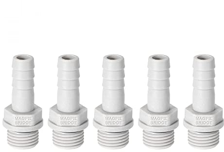 sourcing map PVC Barb Hose Fitting Connector Adapter 8mm or 5/16 Barbed x 1/4 G Male Pipe 5pcs