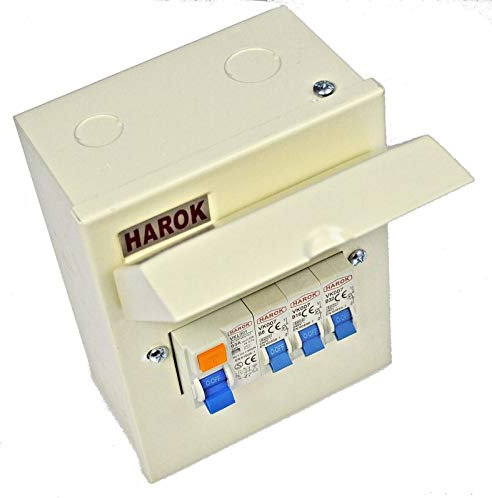 Harok - Metal Mini Garage Consumer Unit Complete with 63a RCD & 3 MCBs (6a,16a & 32a)