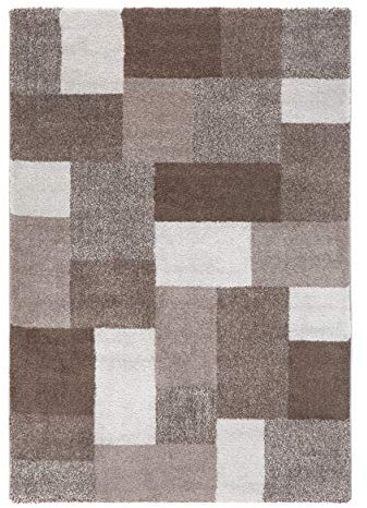andiamo Designerteppich Colmar Kurzflor für Wohnzimmer Kästchen Design 67x140 cm - beige