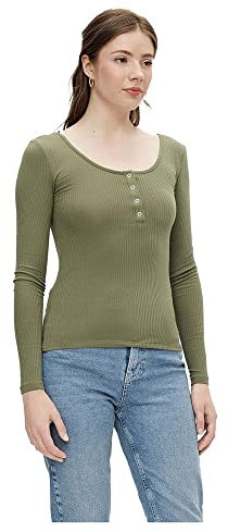 Pieces Pckitte LS Top Noos B C Maglia a Maniche Lunghe, Verde (Deep Lichen Green Deep Lichen Green), Medium Donna