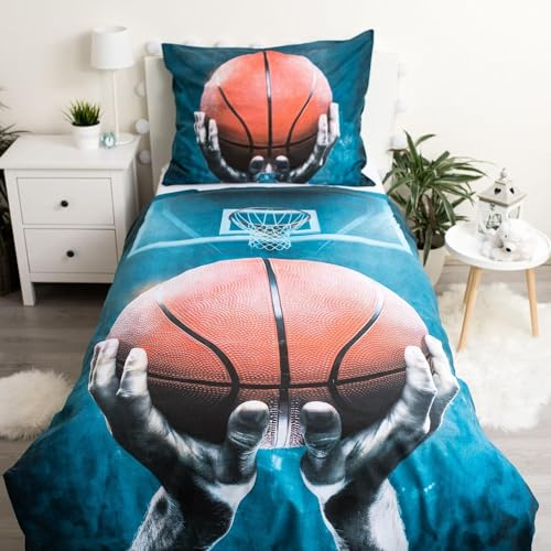 JFabrics Bettwäsche Basketball, 100% Baumwolle, Bettbezug 140 x 200 cm + Kissenbezug