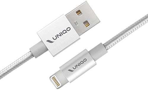 UNIQO Cavo USB 2.0 – Lightning antigroviglio in nylon per ricarica e trasferimento dati, lunghezza 1 metro, certificazione Made for Apple per iPhone e iPad