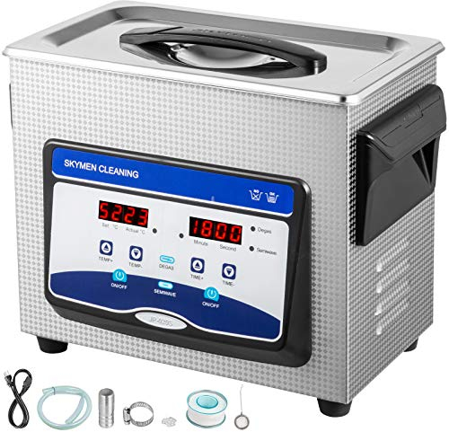 VEVOR Pulitore ad Ultrasuoni Macchina di Pulizia con Timer Digitale Doppia Potenza Pulitore Industriale per Gioielli, Orologi, Vetro Dentale (3.2L)