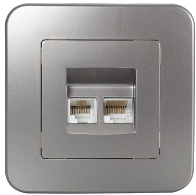 LEDKIA LIGHTING Prise RJ45 Internet+ RJ11 Téléphone Classic Argent
